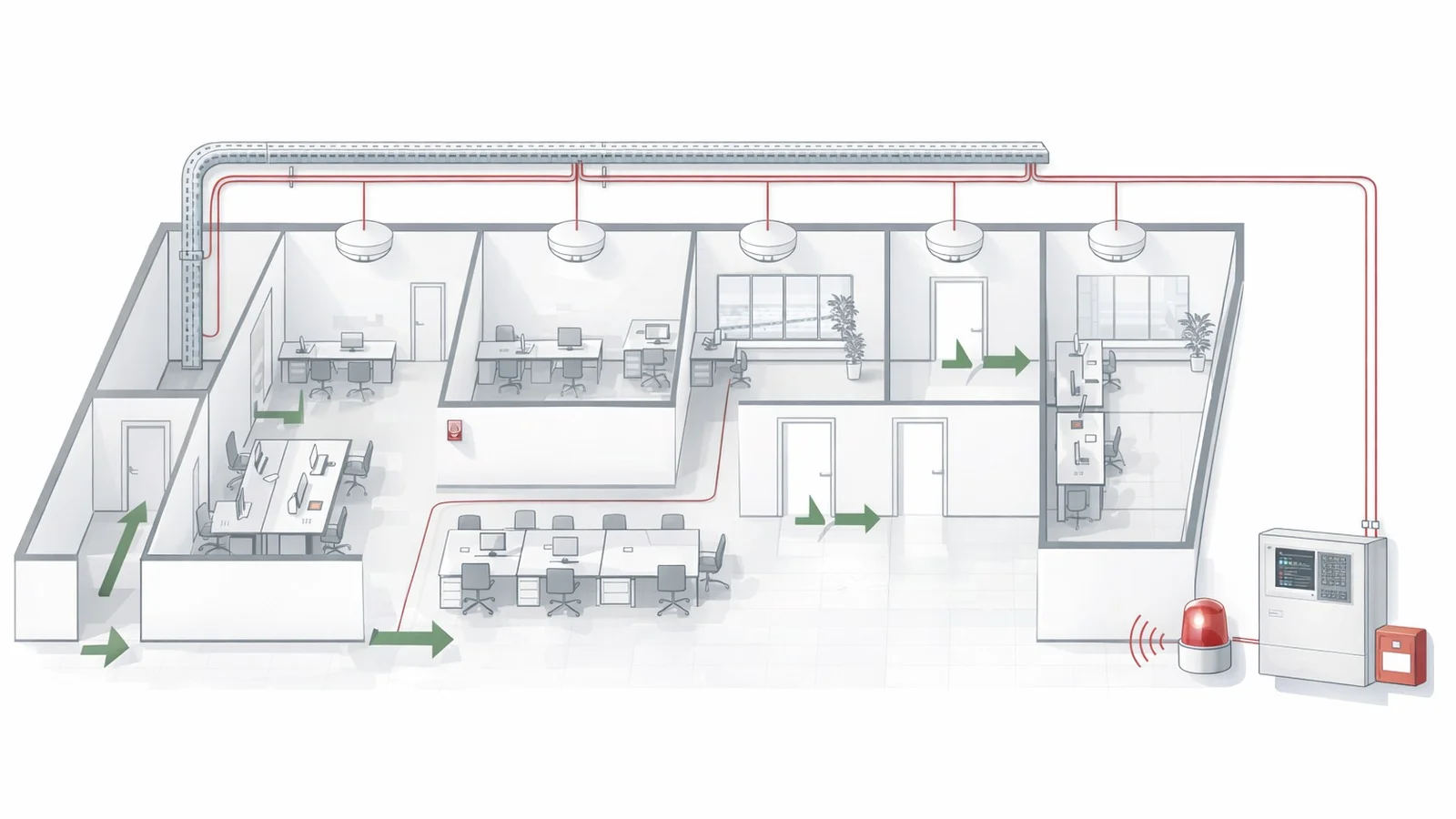 Схема размещения элементов пожарной безопасности