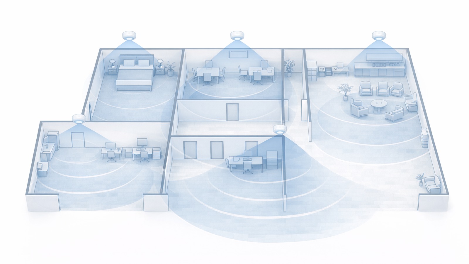 Схема покрытия бесшовного Wi-Fi для коммерческого объекта